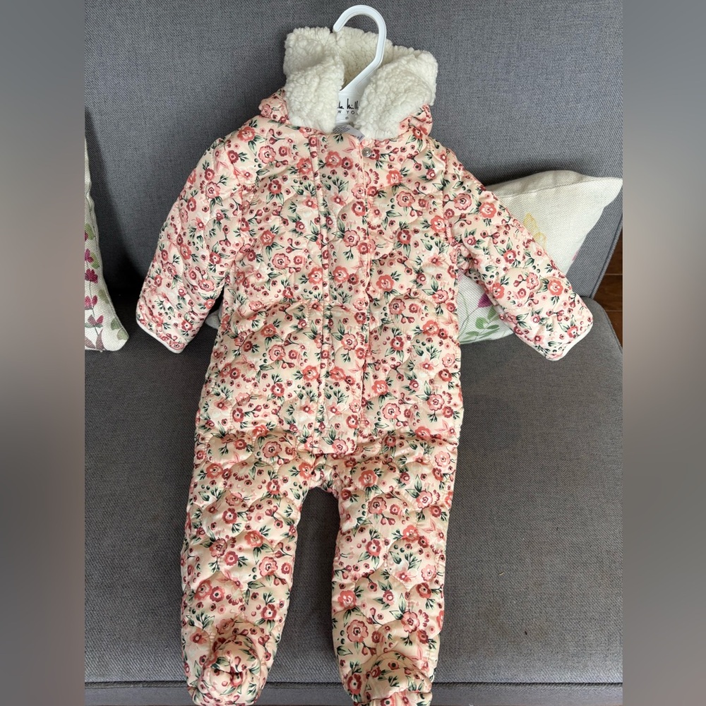 Floral Baby Snowsuit with Cozy Hood